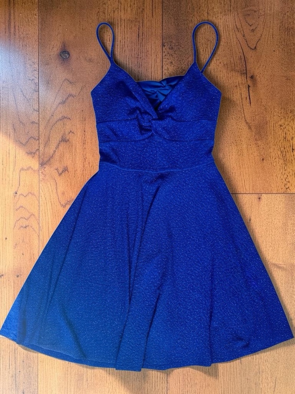 Windsor Royal Blue Sparkle Fit-and-Flare Spaghetti Strap Dress